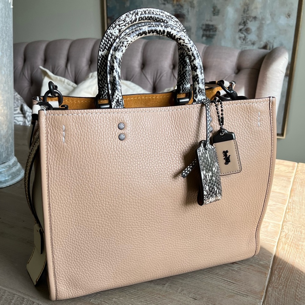 NWOT Coach Rogue 30 Beechwood Colorblock w/Snakeskin Detail